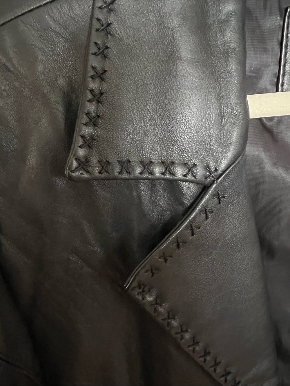 Beautiful Stitching Detail Black Leather Button Blazer Style Jacket - Picture 4 of 11